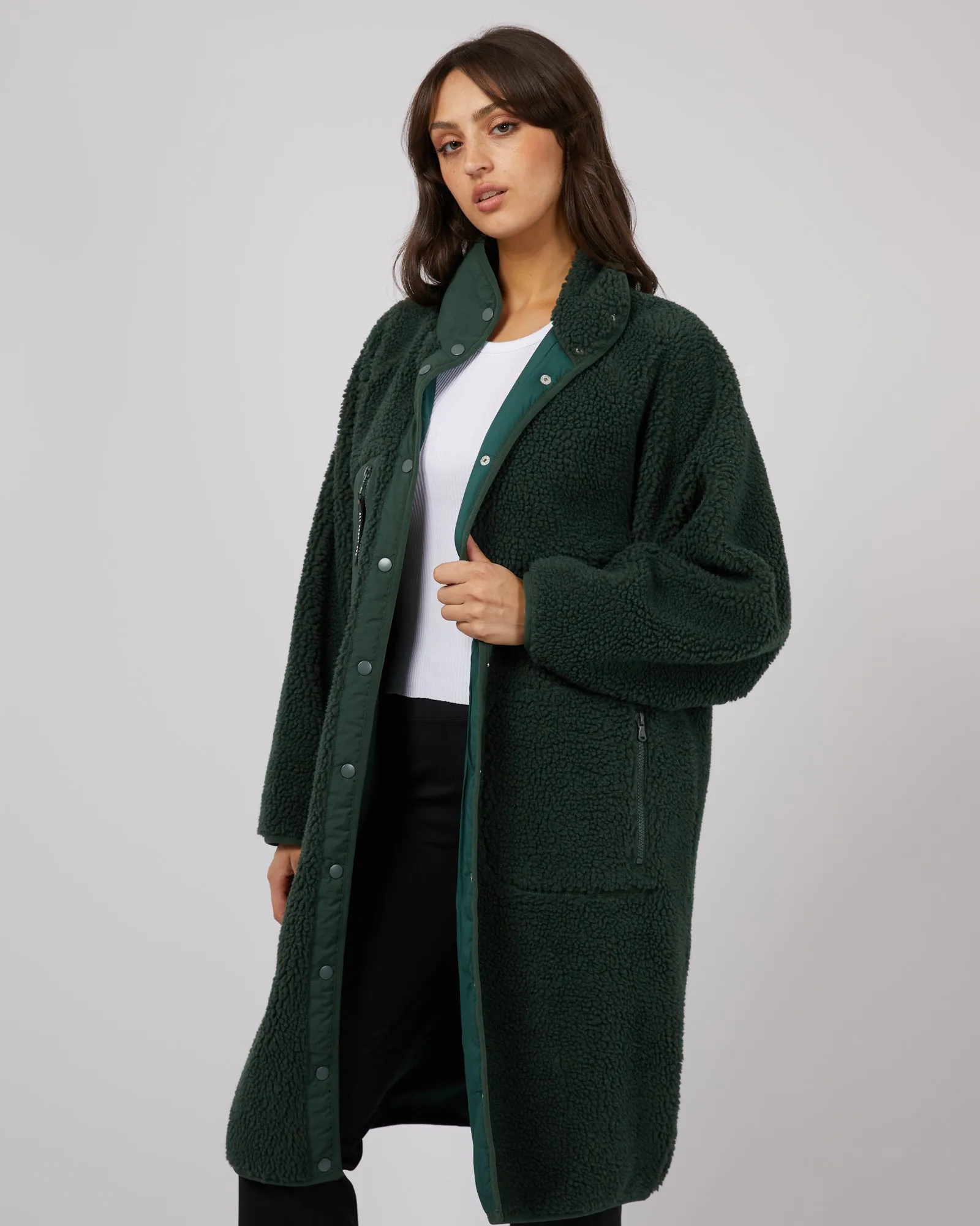 Active Teddy Longline Jacket Green