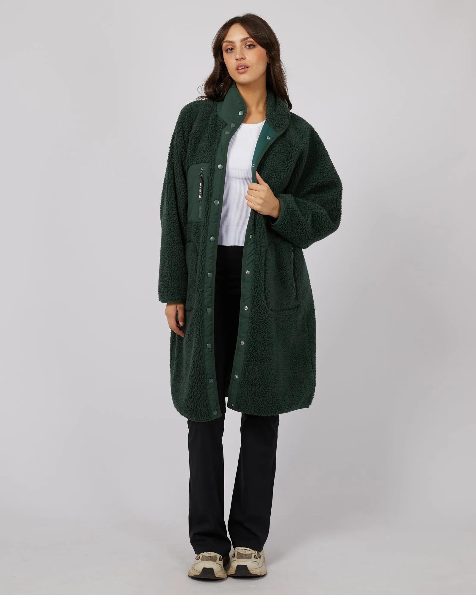 Active Teddy Longline Jacket Green