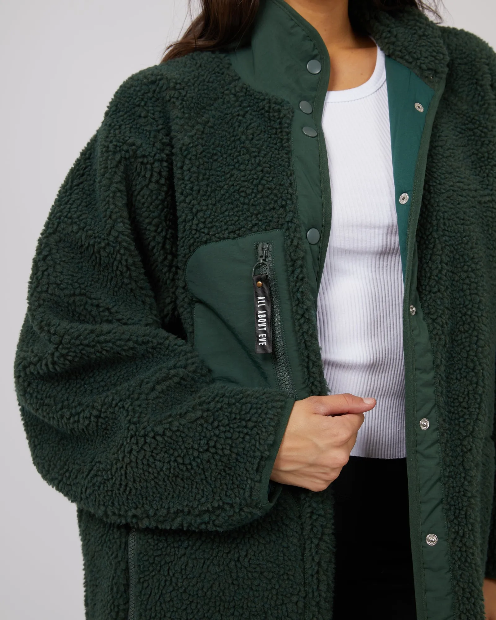 Active Teddy Longline Jacket Green