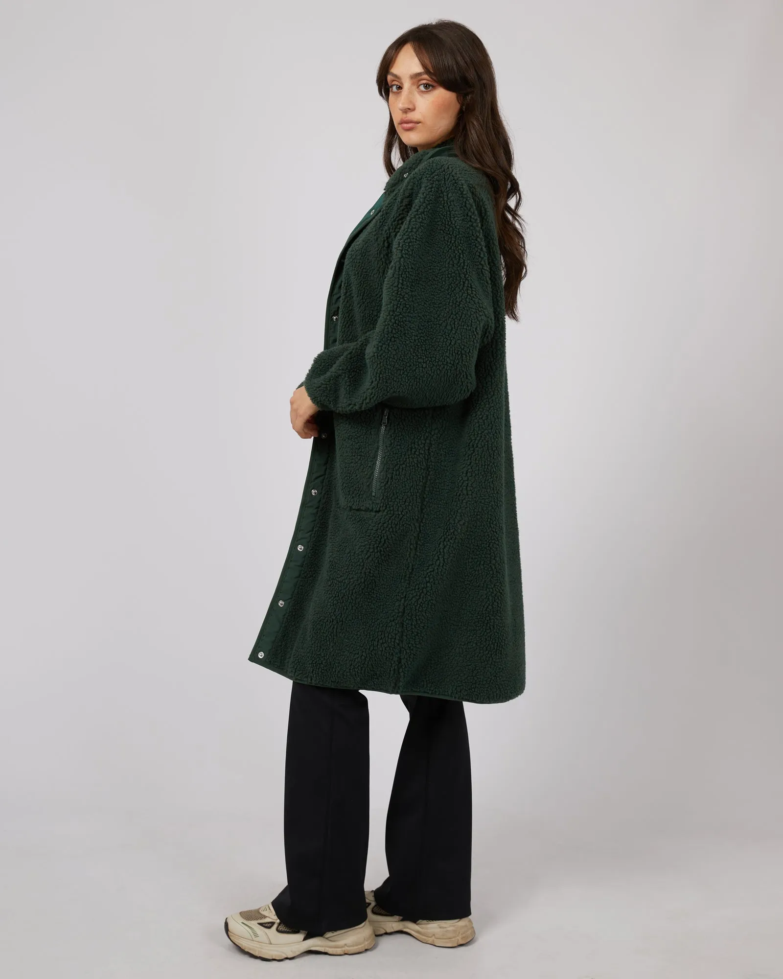 Active Teddy Longline Jacket Green