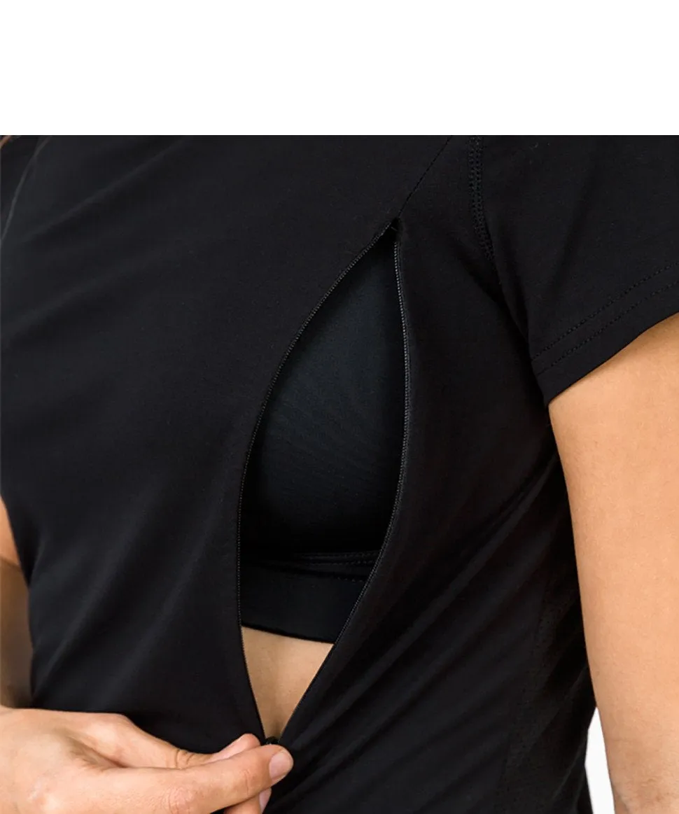 Active Workout Nursing Tee - Black