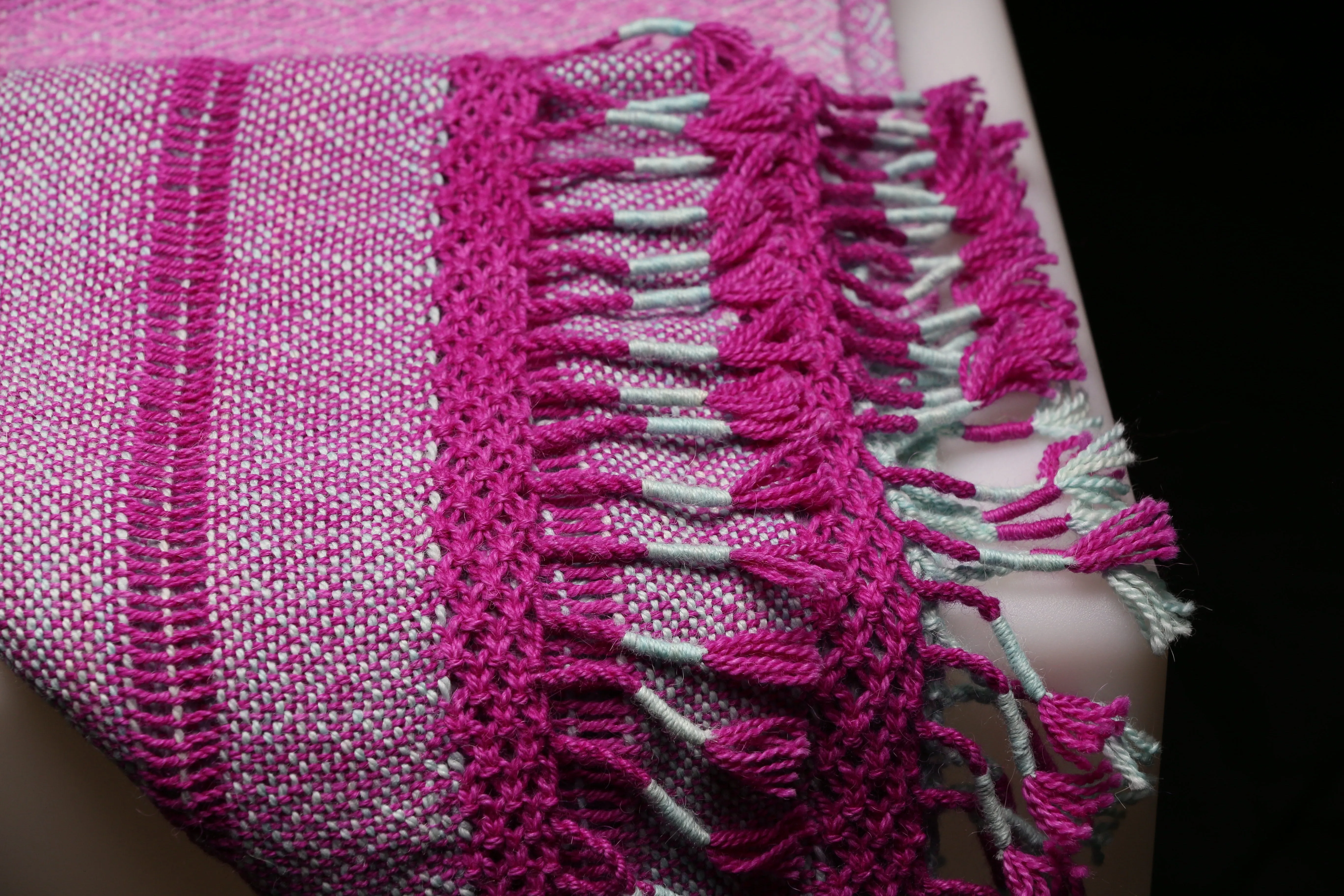 Alpaca Shawl - Pink & Light Blue