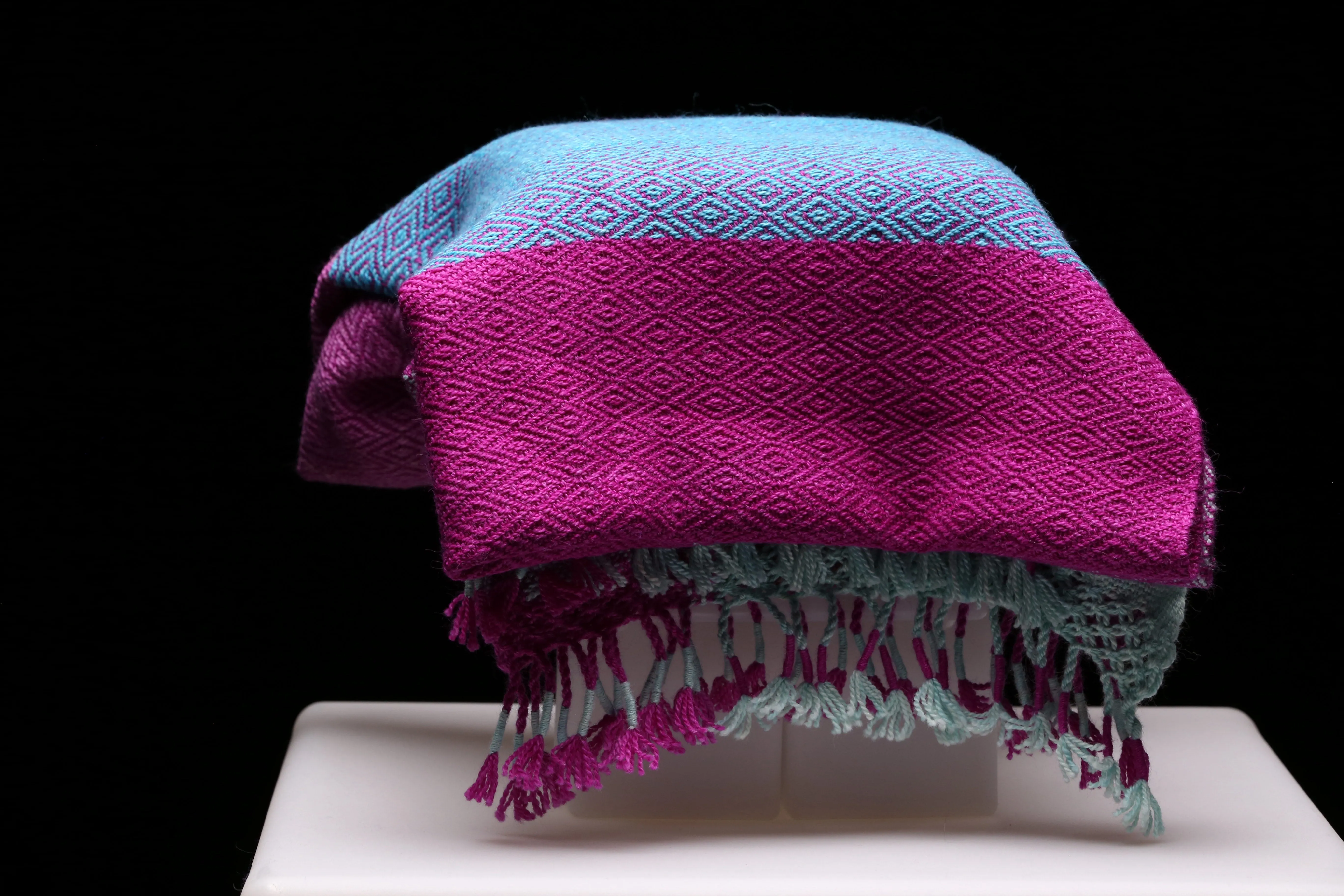 Alpaca Shawl - Pink & Light Blue