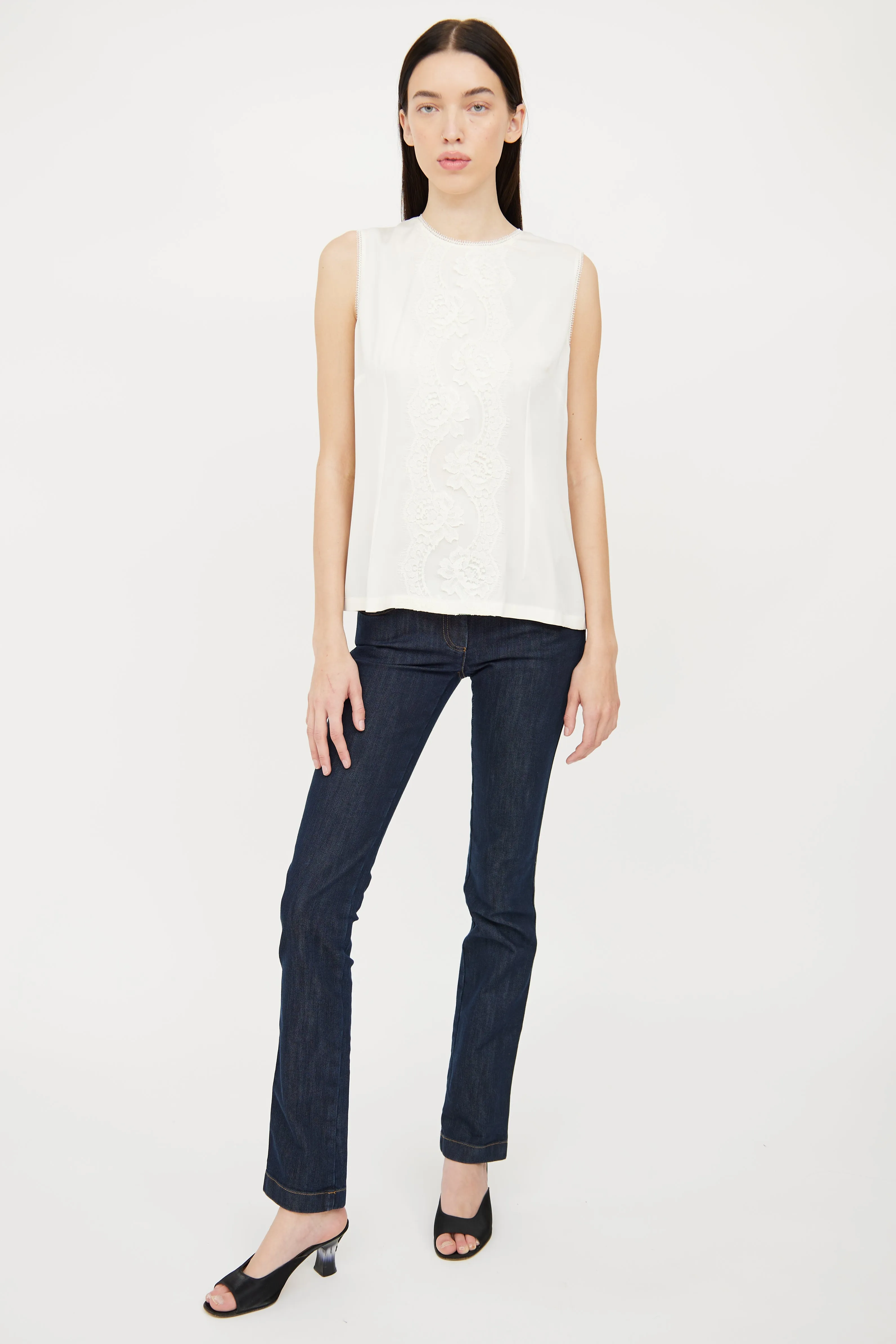Cream Silk Lace Top