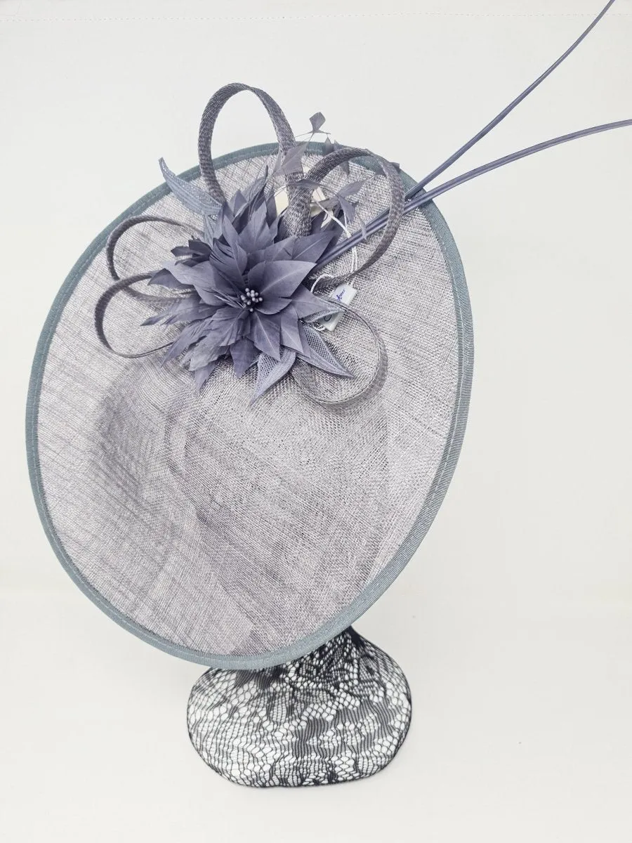 Deep Grey Sinamay Disc Fascinator