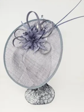 Deep Grey Sinamay Disc Fascinator