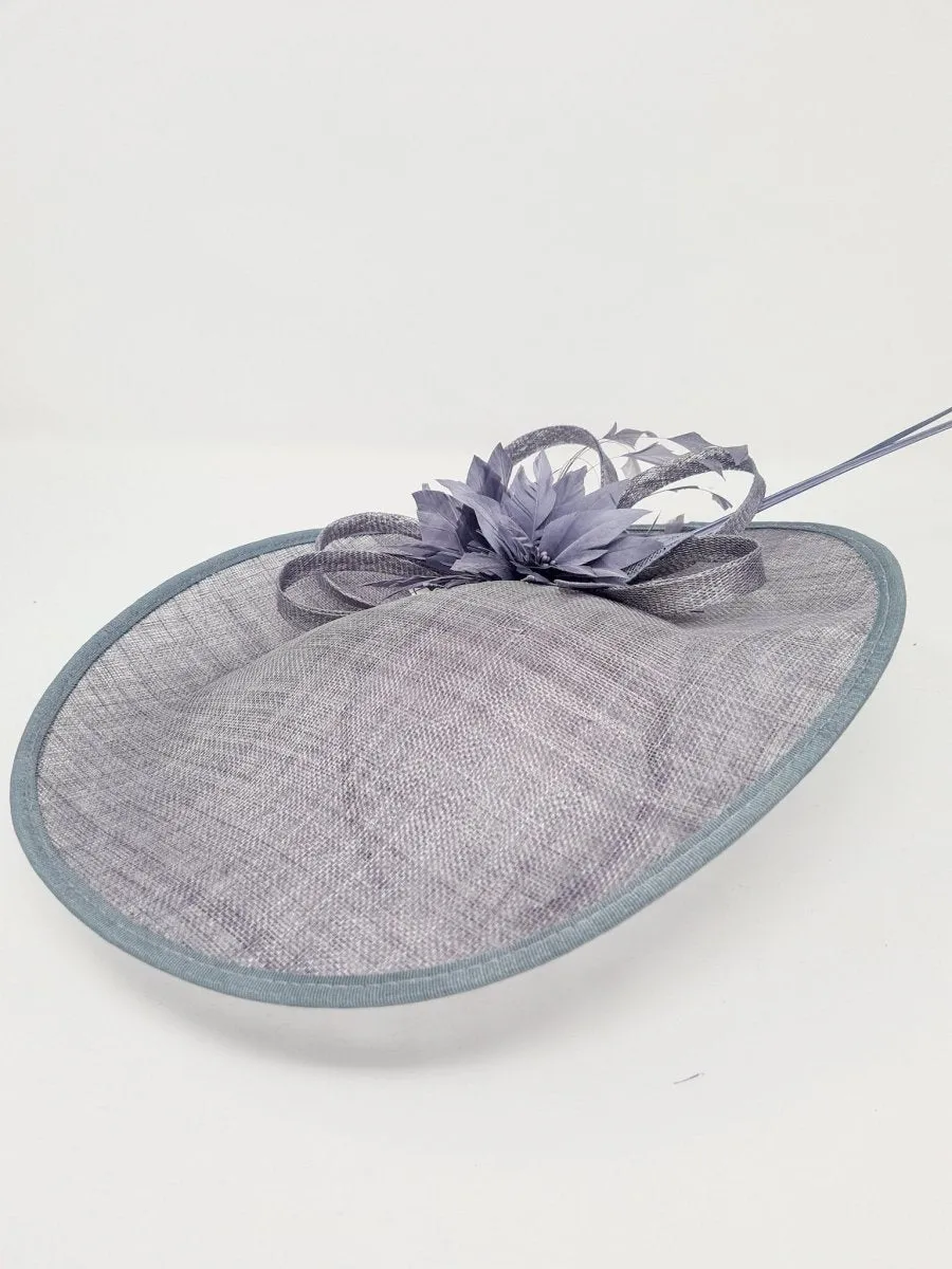 Deep Grey Sinamay Disc Fascinator
