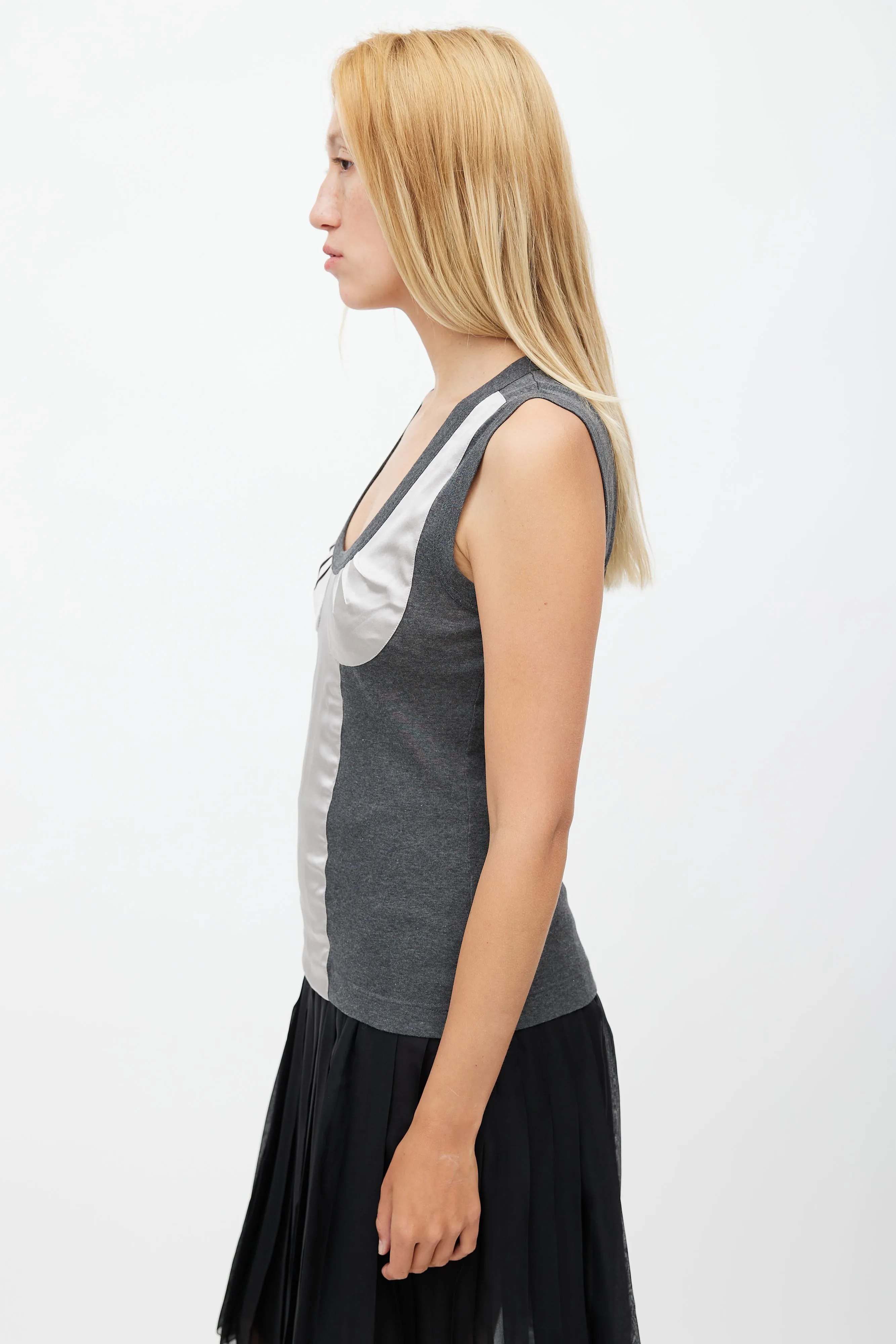Grey Satin Bustier Top