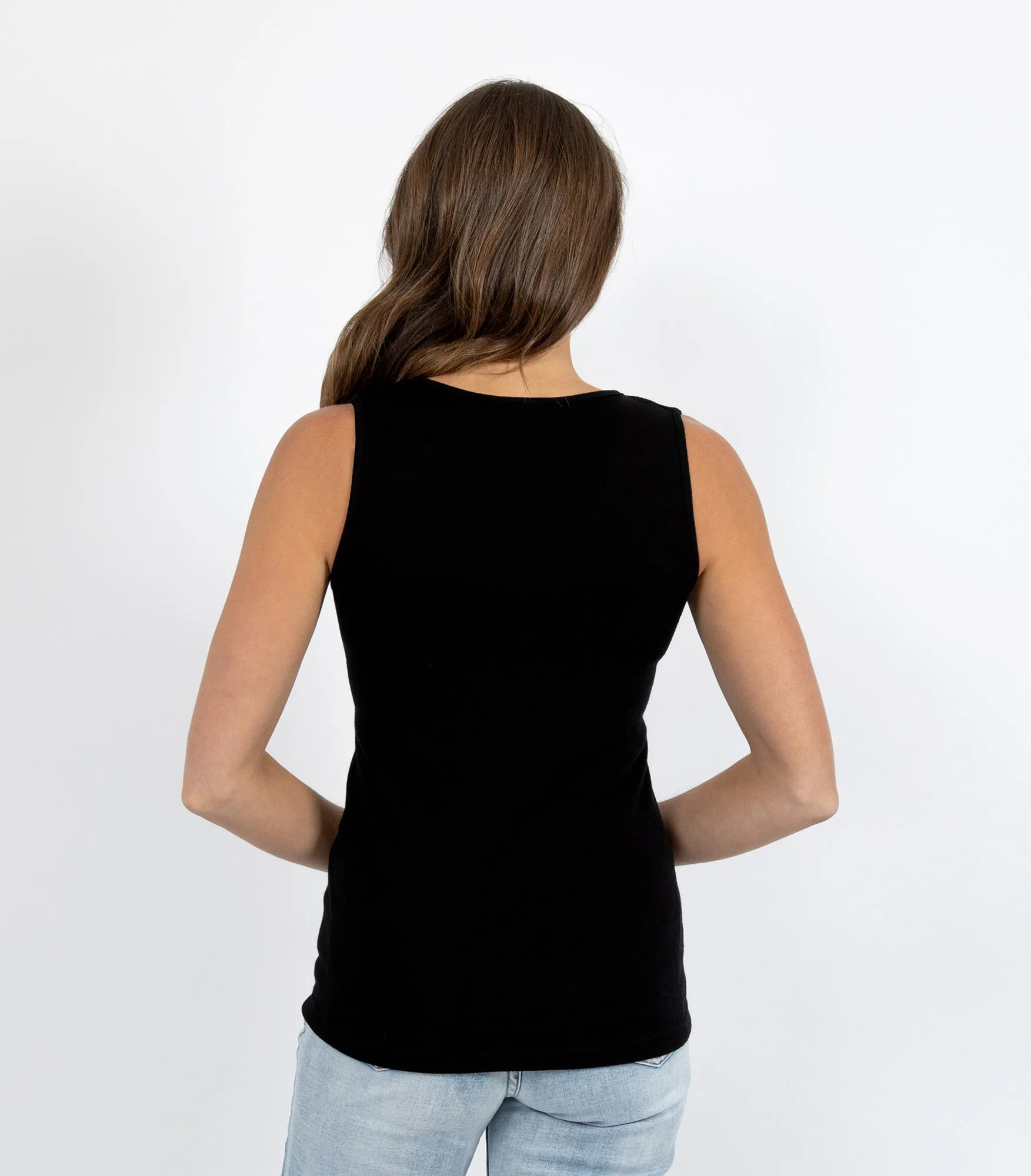 Pure Merino Wool 200gsm Vest with Motif Black