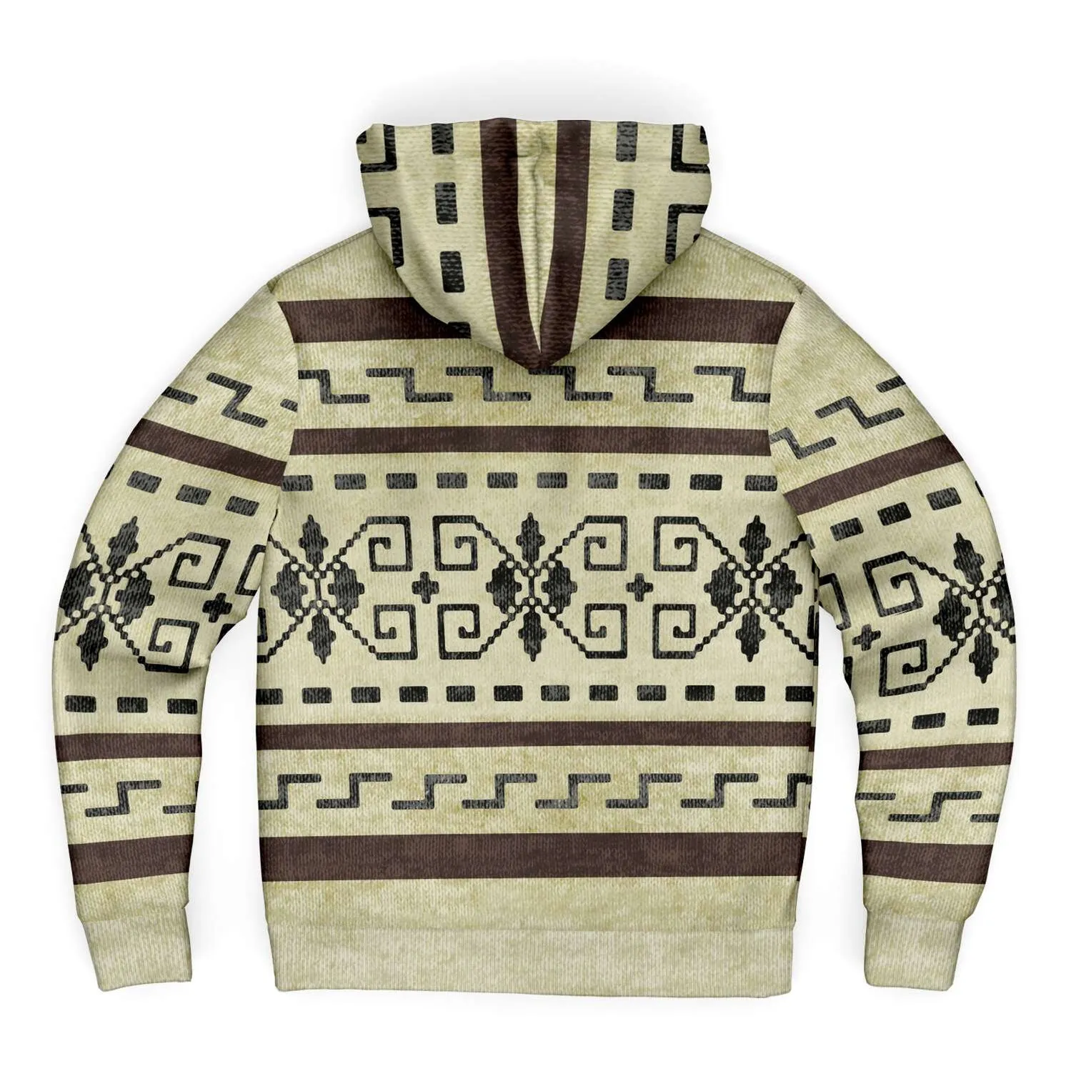 The Dude's Sherpa Lined Hoodie V1 w/ iconic Lebowski Sweater Pattern