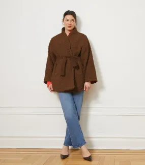 Valentina Sherpa Wrap Coat - Chocolate