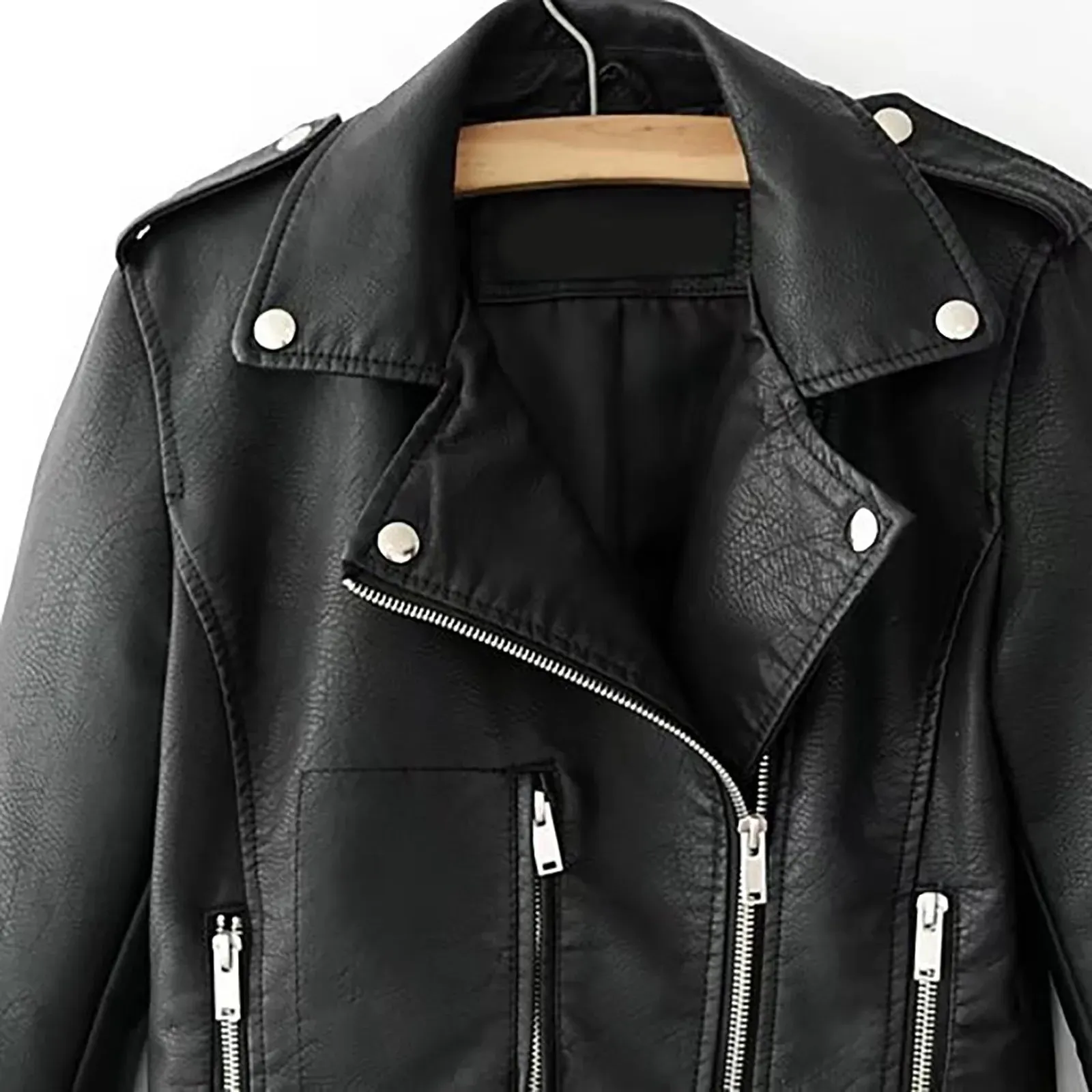 Women's Fall Faux Leather Outwears Retro Motorcycle Leather Jacket Long Sleeve Tie Up Short Bomber Jackets For Women Chaquetas