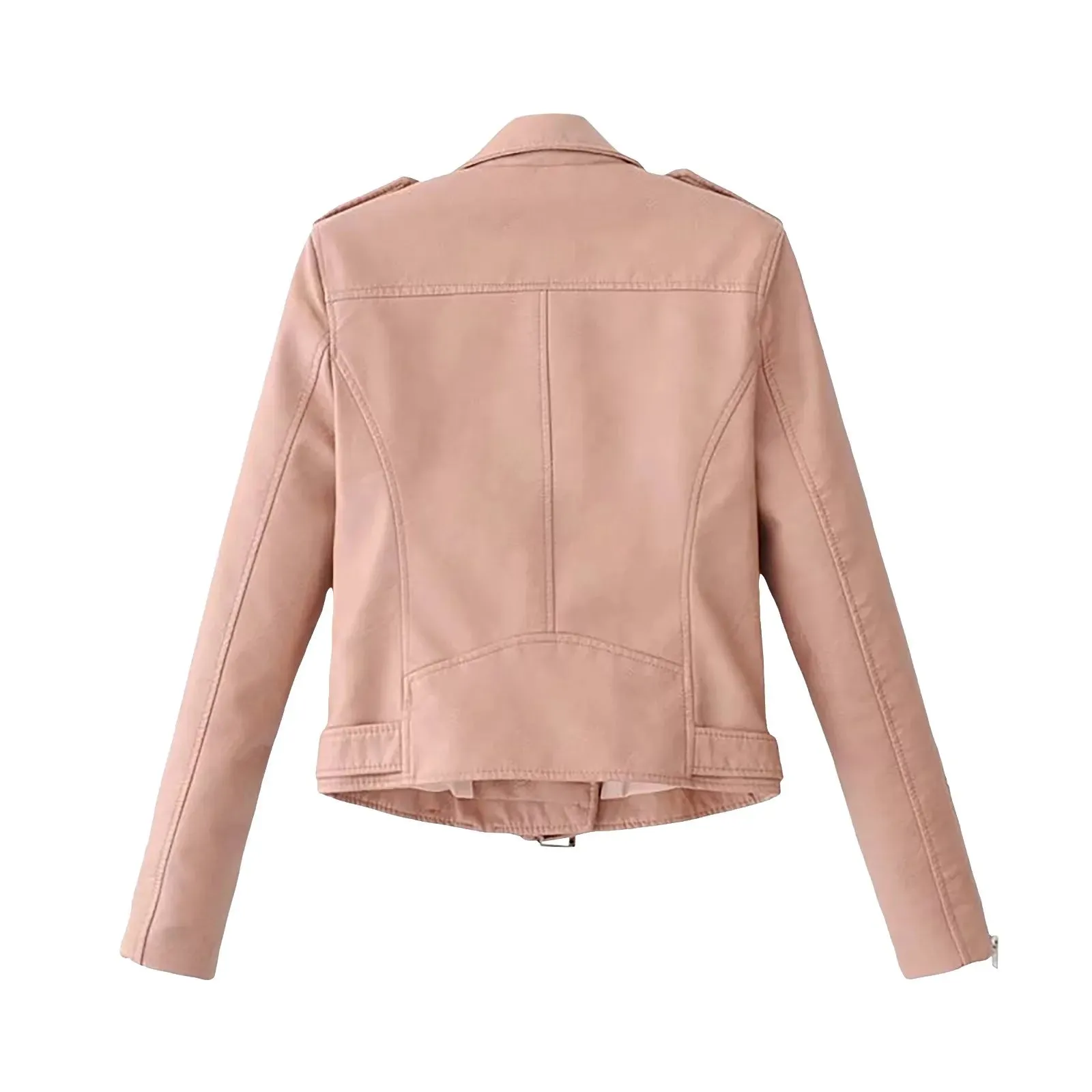 Women's Fall Faux Leather Outwears Retro Motorcycle Leather Jacket Long Sleeve Tie Up Short Bomber Jackets For Women Chaquetas